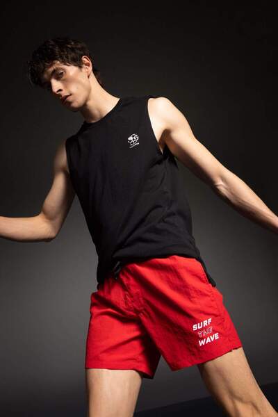 DeFacto DeFactoFit Baskılı Kısa Boy Sporcu Deniz Şortu B5995AX24HS