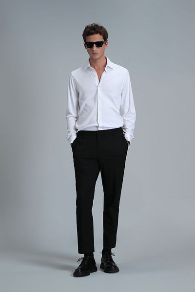 Lufian Men's Basic Comfort Fit White Shirt - Apel