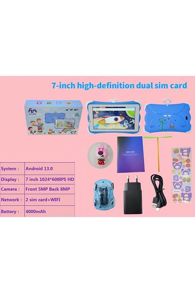 Lsc Educational Android Tablet – 12GB RAM + 256GB, Dual SIM, 7" IPS screen, WiFi calls –