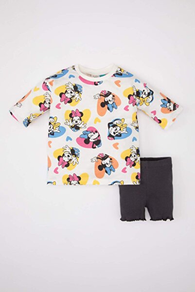 DeFacto Baby Girl 2Pcs Set Disney Mickey & Minnie Short Sleeve T-Shirt Shorts C5472A524Sm