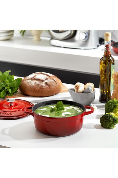 Schafer Guss Chef Cast Iron Deep Pot 20 cm 2 Pieces-Red