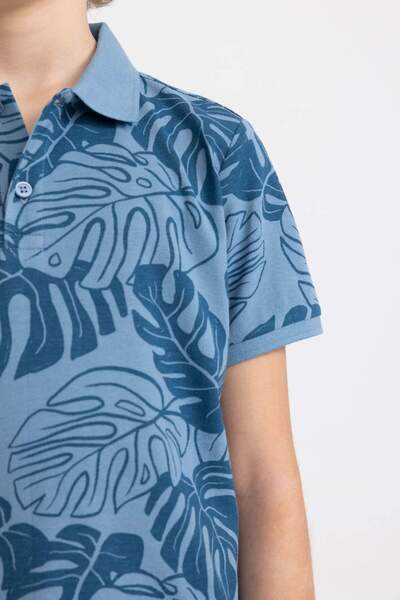 DeFacto Хлопчача футболка з коротким рукавом та коміром-поло з візерунком B6163A824SM