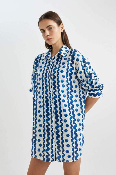 DeFacto Gemustertes Popeline-Strandhemd - Fall in Love Z4856AZ24SM
