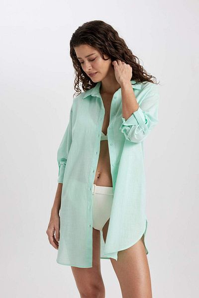 DeFacto Regular Fit Cotton Beach Shirt-Fall in Love W8241Az24Sm