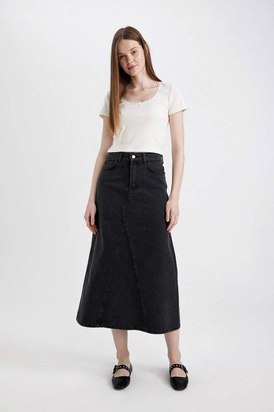 DeFacto Long Fit Jean Long Skirt C2438AX24SM