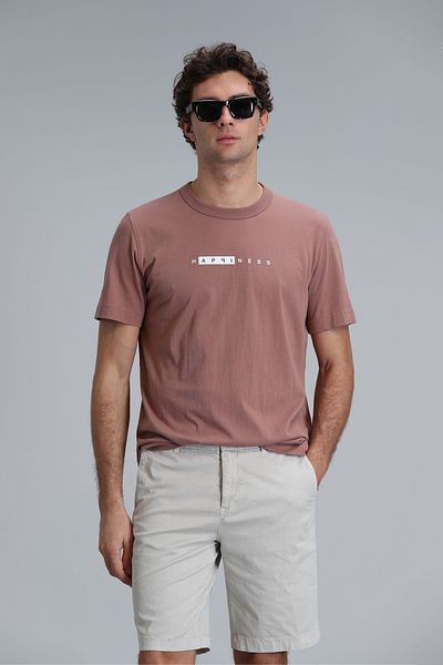 Lufian Cinnamon Patterned Kane Modern Graphic T-Shirt