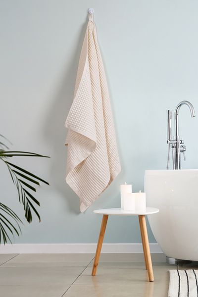 Püskül Tekstil Luxury Bath Towel 1Pcs, Waffle Weaving, 100% Cotton, High Quality, Quick Drying Bath Towels