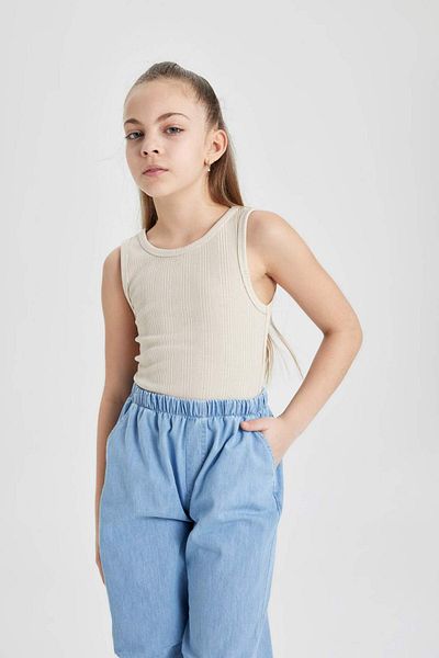 DeFacto Tricou de bază pentru fete, cu decolteu, simplu, Z7815A624HS