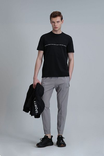 Lufian Black Carlos Modern Graphic T-Shirt
