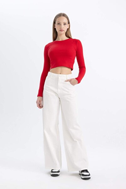 DeFacto Coool Wide Leg Geniş Paça Pantolon Gabardin Cepli B9810AX24SM