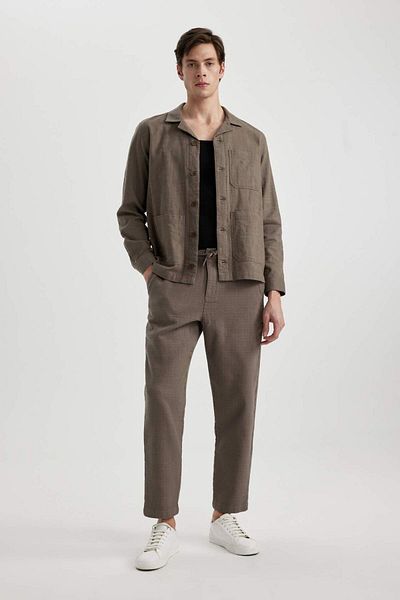 DeFacto Pantaloni Regular Fit Buzunare din bumbac cu picioare drepte B4138ax24sp