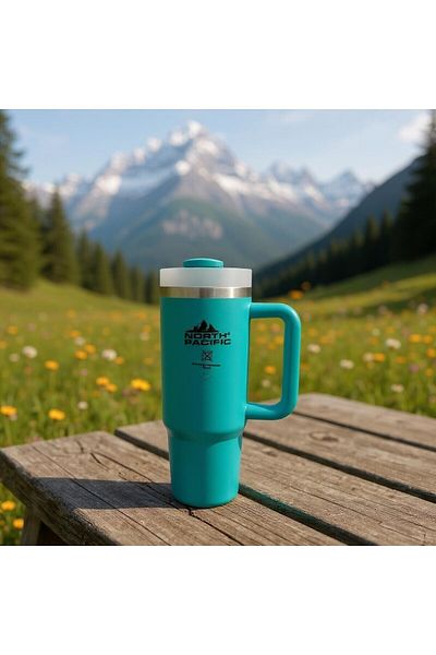 North Pasific North Pacific 900 ml Thermos with Straw Turquoise – Cool Color Mug Series for Summer