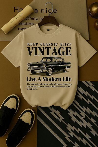 BENROMA 1 T-Shirt Gift for Purchases of 6 or More in Cart - Vintage Printed Oversize Unisex T-Shirt