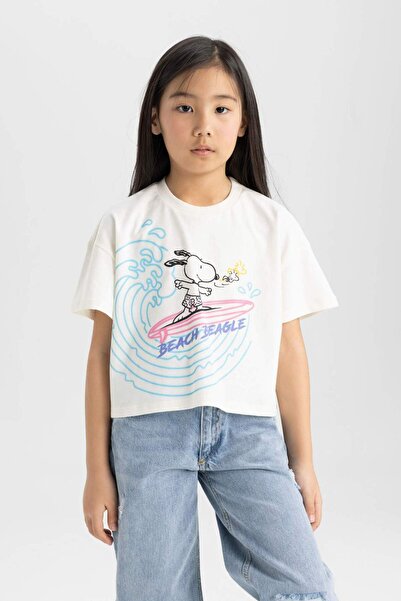 DeFacto Girls' Snoopy Crew Neck Short Sleeve T-Shirt C4840A824Sm