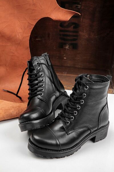 Lal Shoes & Bags Grant Kadın Hakiki Deri Postal Bot-siyah