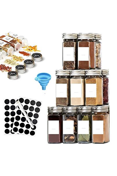 trendyhome Set de 12 recipiente organizatoare pentru condimente, aluminiu, Te...