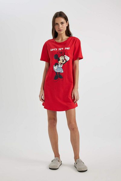 DeFacto Disney Mickey & Minnie Regular Fit Crew λαιμόκοψη κοντομάνικο νυχτικό-Fall in Love B8702AX24SM