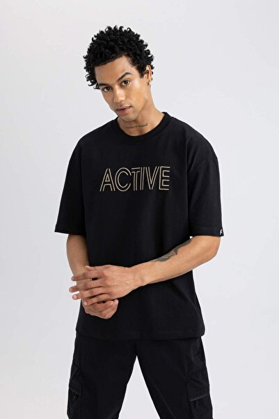 DeFacto Μπλουζάκι Oversize Crew Neck με Λεπτομέρεια Κεντήματος - C1426ax24sm