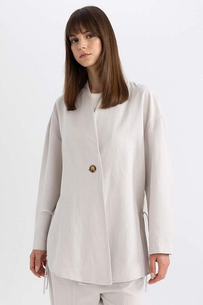 DeFacto Relax Fit V-Neck Linen Blended Kimono C0300AX24SP