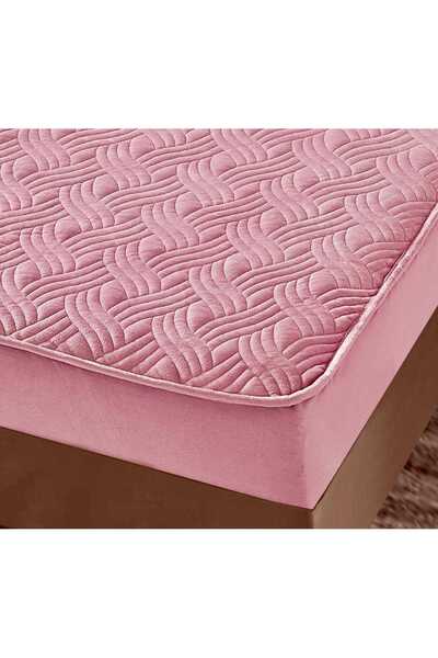 trendyhome Quilted Bed Cover with Elastic, Topper, 180 x 200cm, Pink, J23500