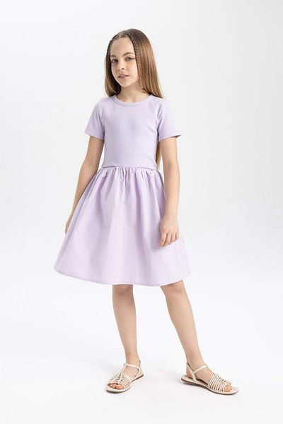 DeFacto Girl's Crew Neck Cotton Short Sleeve Dress C2179A824Sm
