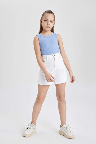DeFacto Tricou de bază pentru fete, cu decolteu, simplu, Z7815A624HS