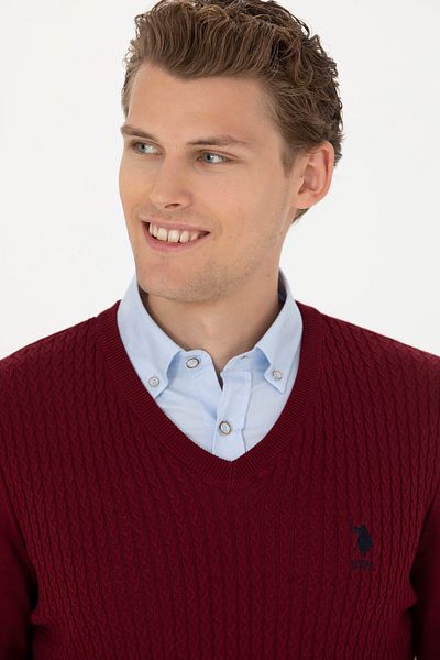U.S. Polo Assn. V-neck cable knit sweater