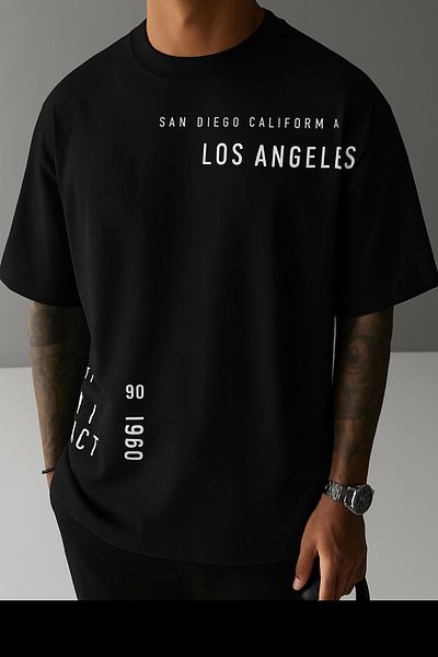 BENROMA 1 tricou este un cadou pentru achiziții de 6 și mai sus în coș - Tricou oversize unisex cu imprimeu Los Angeles