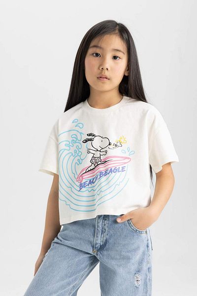 DeFacto Girls' Snoopy Crew Neck Short Sleeve T-Shirt C4840A824Sm