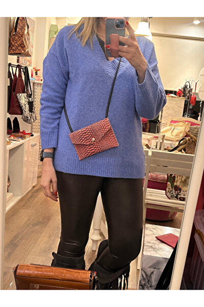 Pinkylola Zarf  model koyu pembe kroko Baskılı Hakiki Deri mini askılı pasapo...