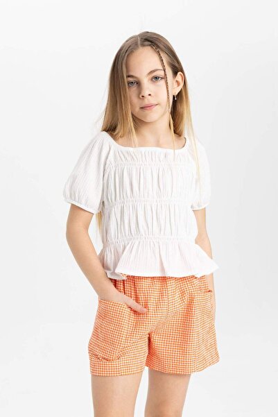 DeFacto Kız Çocuk Kareli Paperbag Şort C2314A824SM