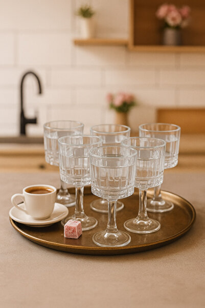 YzHome Set of 6 Glass Footed Coffee Side Water Glass Cups 85ml