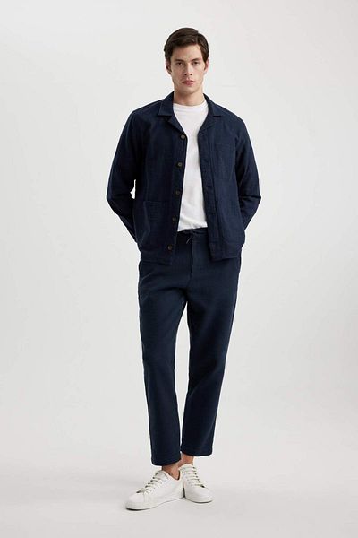 DeFacto Summer Jogger Pants Regular Fit Regular Cut Linen Look Straight Leg Cotton Pockets B4138Ax24Sp