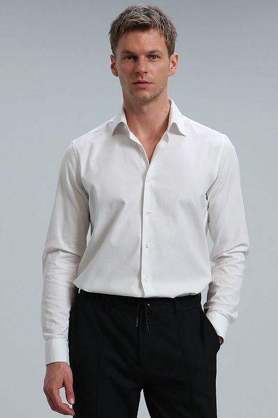 Lufian Wonder Men's Basic Shirt Comfort Fit White