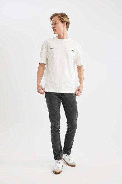 DeFacto 100 % bavlna Pohodlný striedavý strih Pohodlný strih Tričko s krátkym rukávom s potlačou na chrbte B4369AX24SP