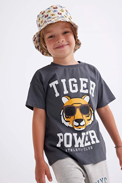 DeFacto Baby Boy Crew Neck Tiger Pattern Short Sleeve T-Shirt C0971A524Sm