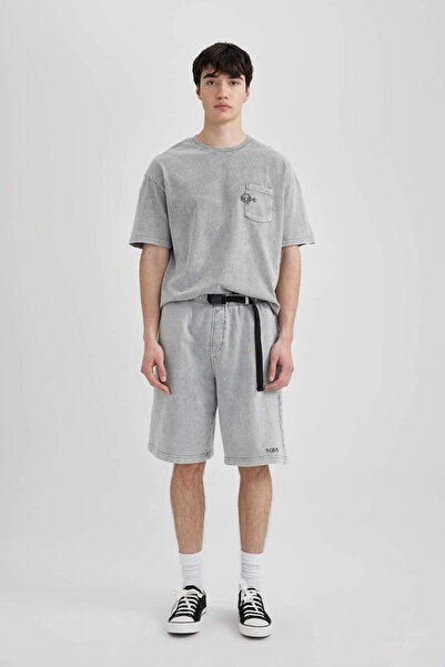 DeFacto Boxy Fit Crew Neck Printed Short Sleeve T-Shirt C2446AX24SM