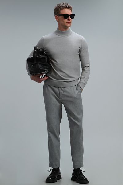 Lufian Port Half Fisherman Men's Sweater Light Gray
