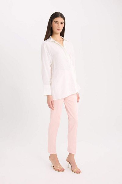 DeFacto Cigarette Regular Waist Straight Leg Basic Straight Satin Fabric Pants J8743Az24Sm
