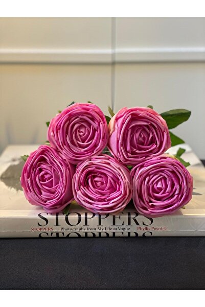 Dekordan House Yapay 1. Kalite Islak Gül (45cm) 5 Dal