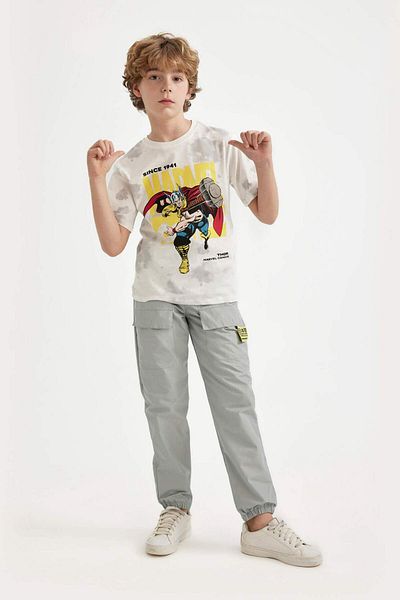 DeFacto Boy's Marvel Comics Crew Neck Patterned Short Sleeve T-Shirt C1626A824Sm
