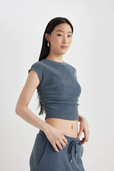 DeFacto Tricou cu mânecă scurtă înfășurat cu decolteu subțire C2691ax24sp