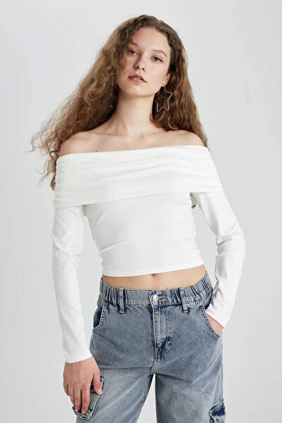 DeFacto Fitted Omuzu Açık Uzun Kollu Bluz C5520AX24SM