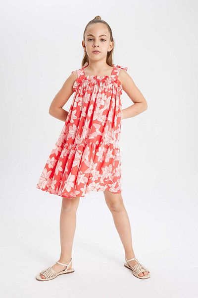 DeFacto Girl's Strap Floral Print Summer Dress Y6957A624Sm