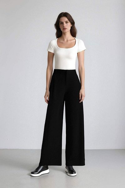 DeFacto Wide Leg Wide Leg Pocket Black Trousers C5410Ax24Sm