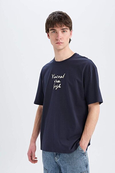 DeFacto Van Gogh Oversize με φαρδύ λαιμόκοψη με στάμπα με κοντομάνικο μπλουζάκι C3629AX24SP