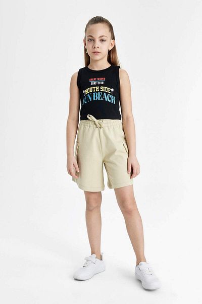 DeFacto Girls Cargo Pocket Elastic Waist Shorts B0840A824Hs