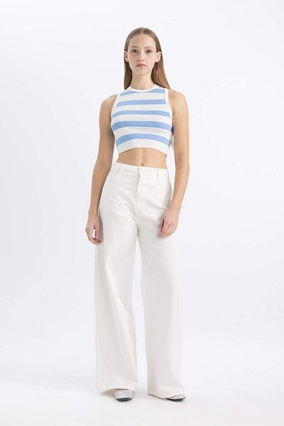 DeFacto Coool Slim Fit Dar Kesim Tricou cu gât rotund cu dungi Tricotaj A8242AX24SP