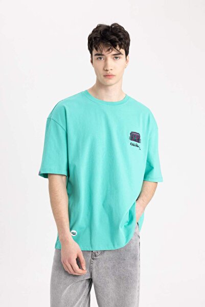 DeFacto Μπλουζάκι Keith Haring Oversize Wide Fit Crew με κοντό μανίκι B8094ax24sm