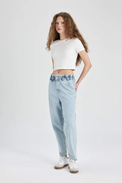 DeFacto Papírový sáček s vysokým pasem Ležérní délka ke kotníkům Jean Kalhoty C1278AX24SM